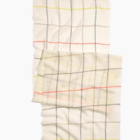 Madewell Ivory Gauzy Plaid Scarf NWT - Picture 3 of 7